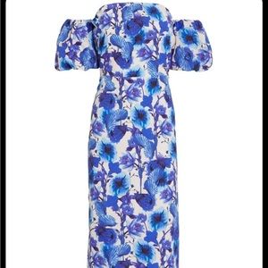 Borgo de Nor Adelita Blue Floral Dress, Off the shoulder, US Size 10